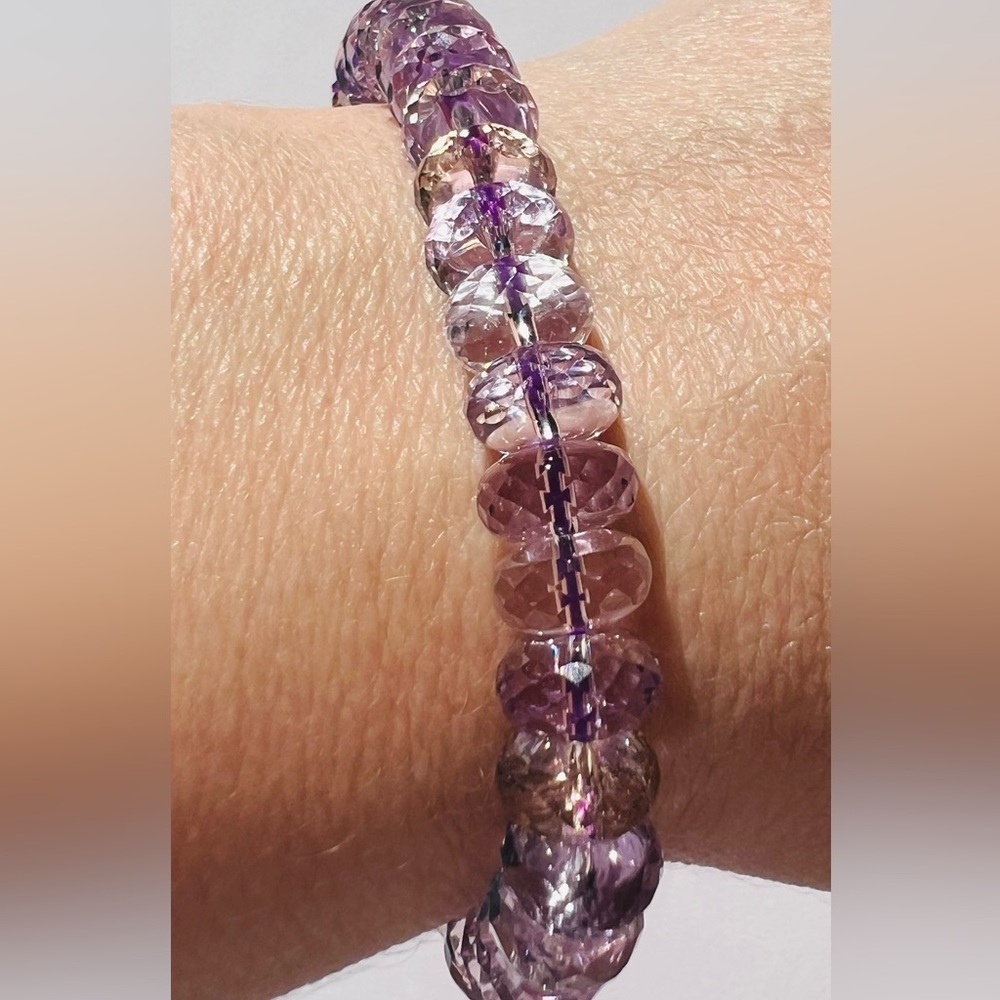 BAM54 Genuine 8.2mm-8.6mm Rondelle Bolivian Natural PASTEL Ametrine Bracelet